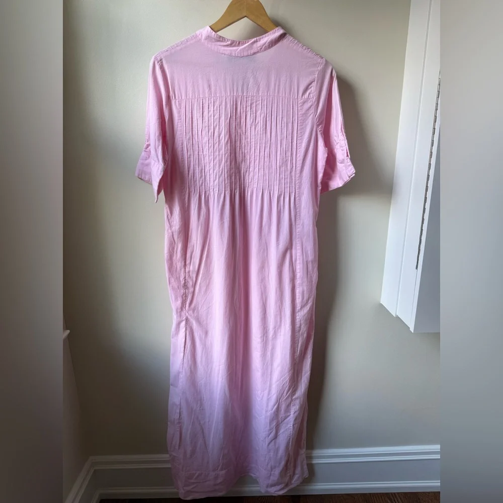 GRETCHEN SCOTT Pintuck Petal Pink Maxi‎ Dress Pockets Beach Coastal Preppy XS S